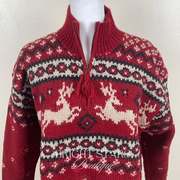Rare Vintage Reindeer Holiday Sweater ASO Phoebe Buffay Friends Oversize Knit - Picture 9 of 13